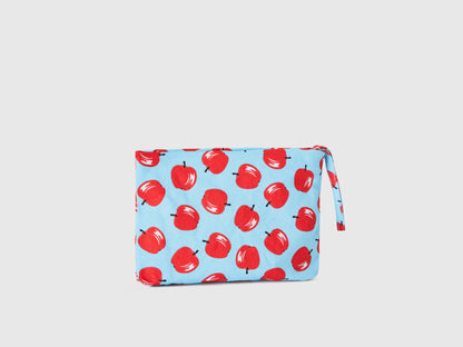 Light Blue Beauty Case With Apple Pattern