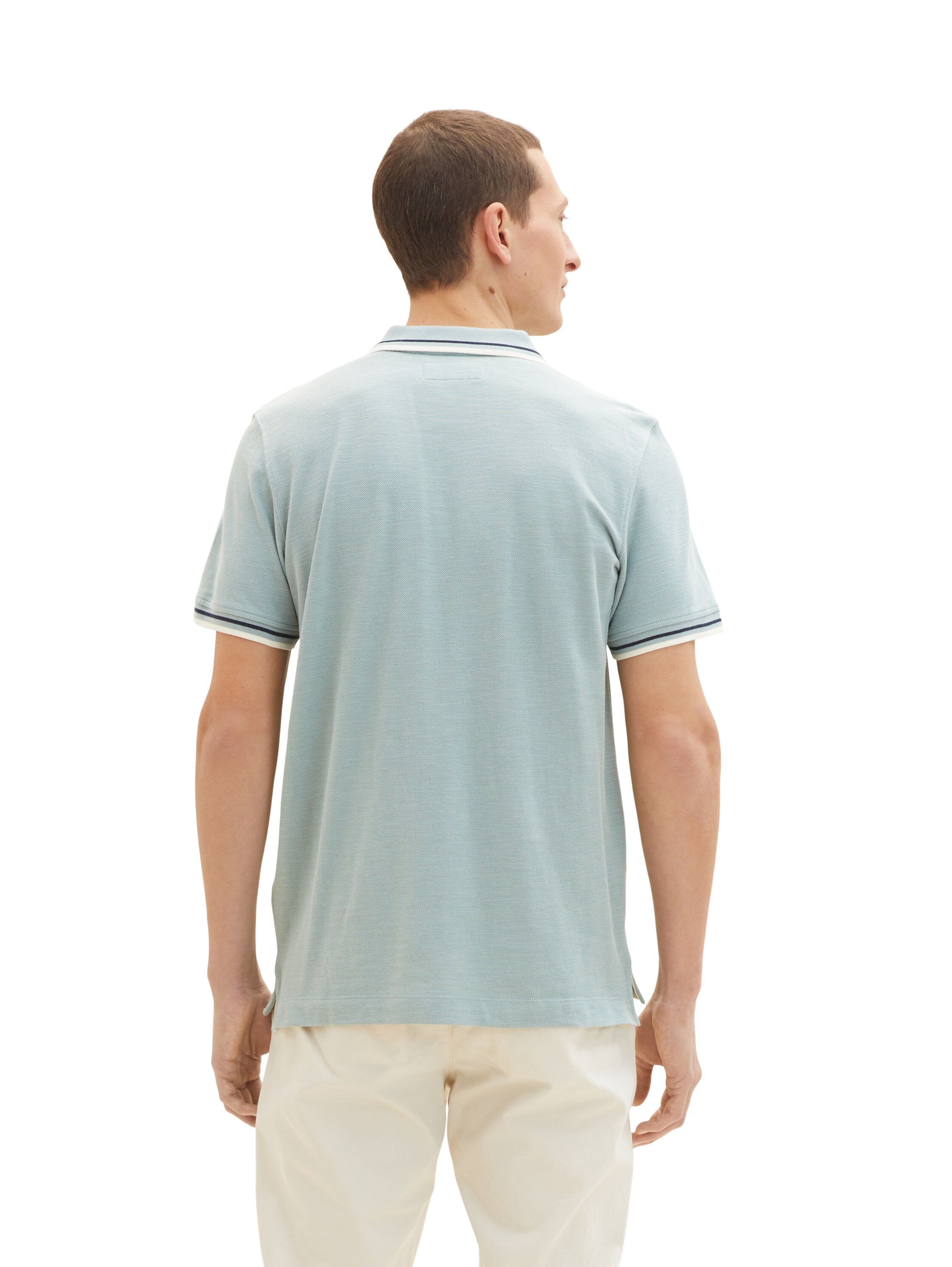 Light Blue Short Sleeve Polo Shirt With Brand Logo - BEVAVA