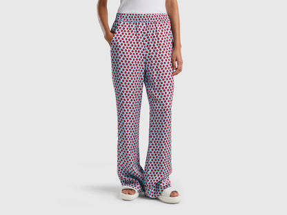 Light Blue Trousers With Apple Pattern