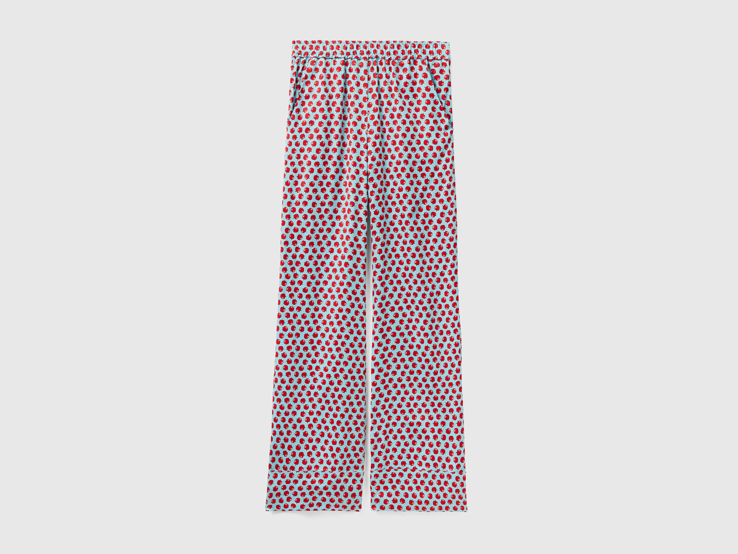 Light Blue Trousers With Apple Pattern