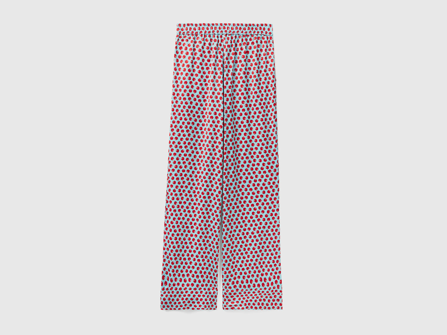 Light Blue Trousers With Apple Pattern