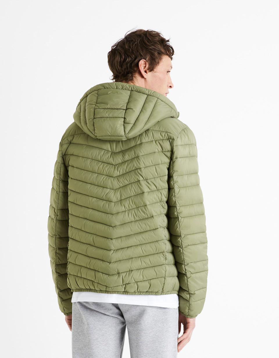 Light Hooded Padded Jacket -Kaki - 02