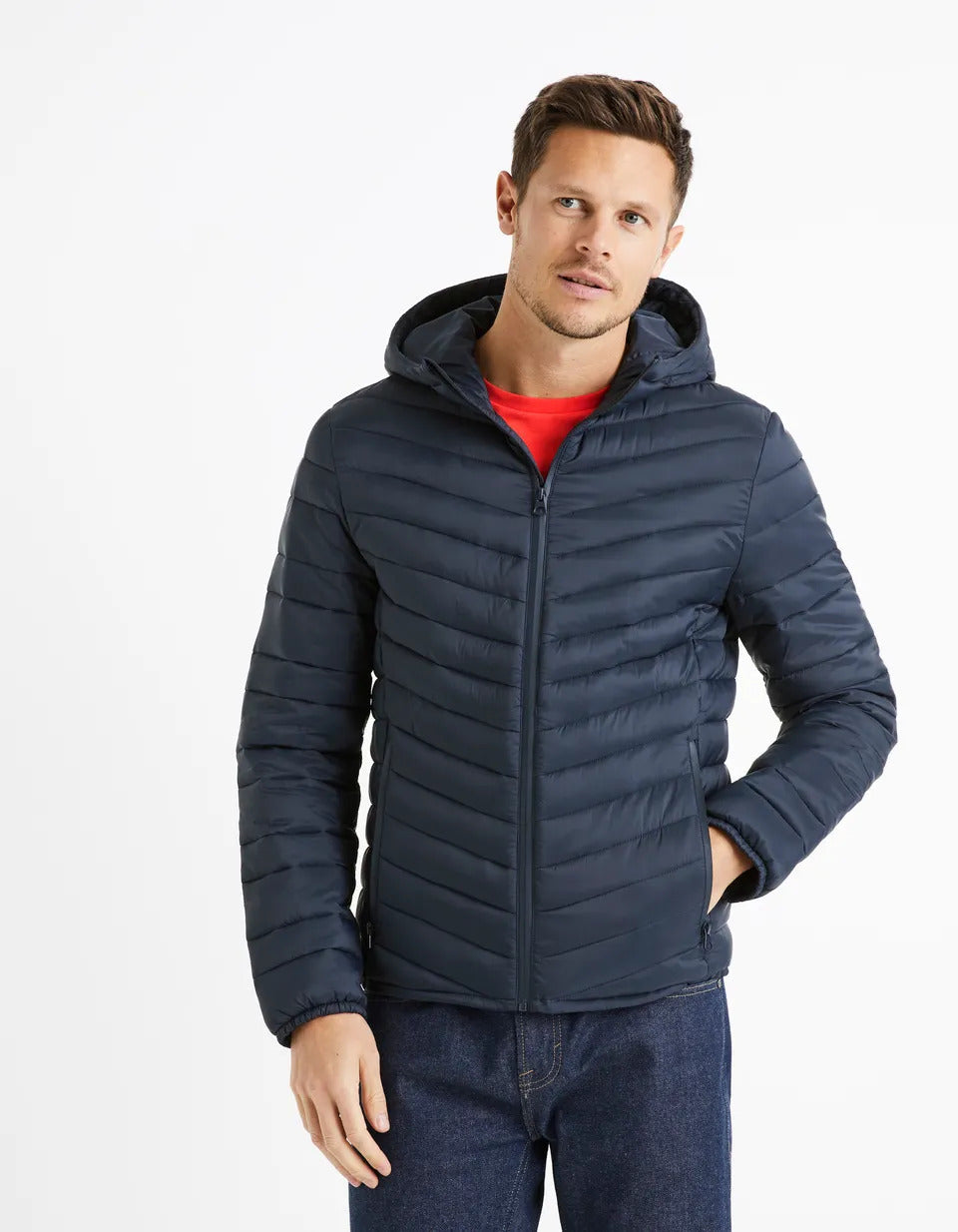 Light Hooded Padded Jacket - Navy - 01