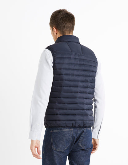 Light Water-Repellent Sleeveless Padded Jacket - Navy - 02