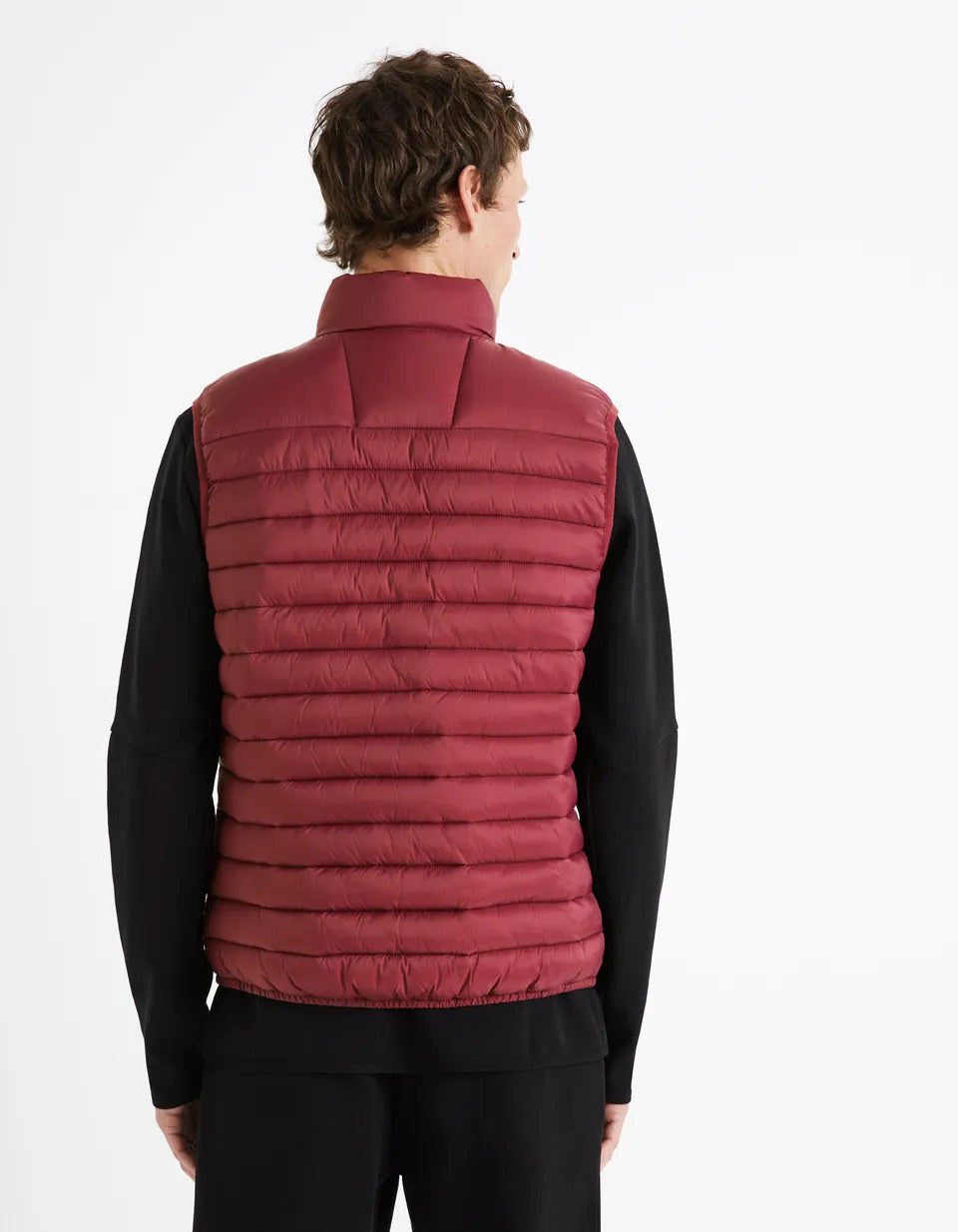 Lightweight Water-Repellent Sleeveless Padded Jacket - Burgundy - 02