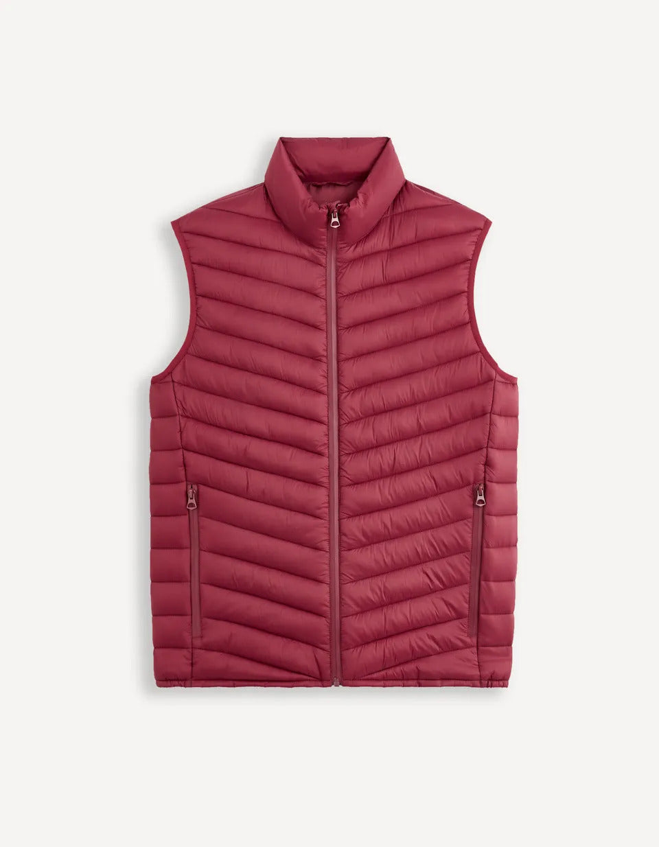 Lightweight Water-Repellent Sleeveless Padded Jacket - Burgundy - 03