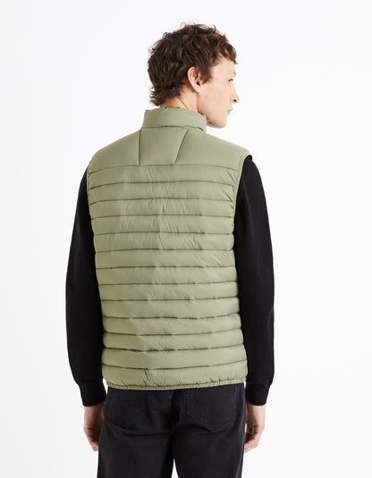 Lightweight Water-Repellent Sleeveless Padded Jacket - Khaki - 02