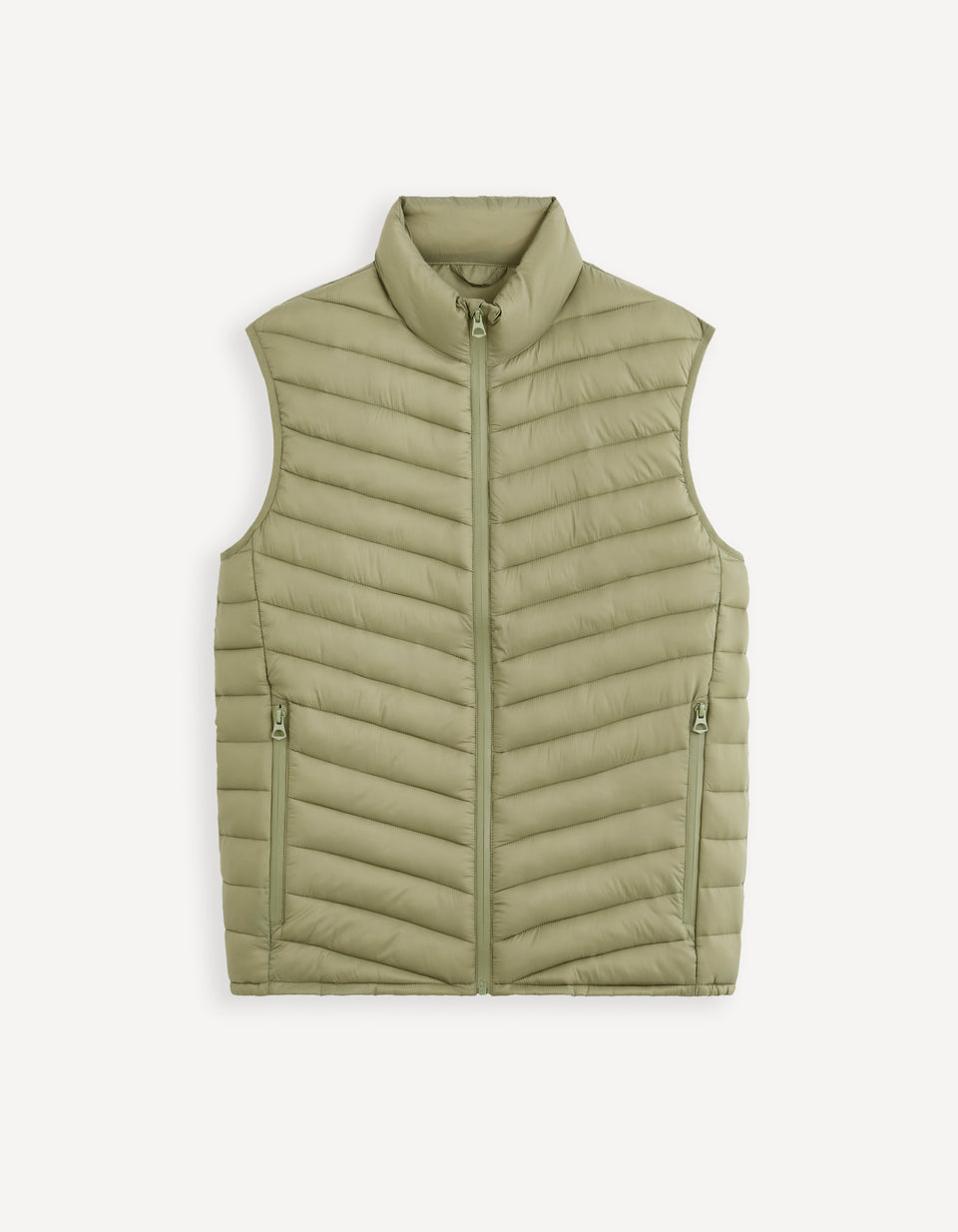 Lightweight Water-Repellent Sleeveless Padded Jacket - Khaki - 03