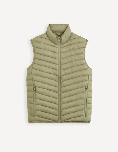 Lightweight Water-Repellent Sleeveless Padded Jacket - Khaki - 03