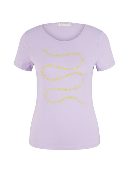 Lilac Purple Short Sleeve Graphic Crew Neck T-Shirt