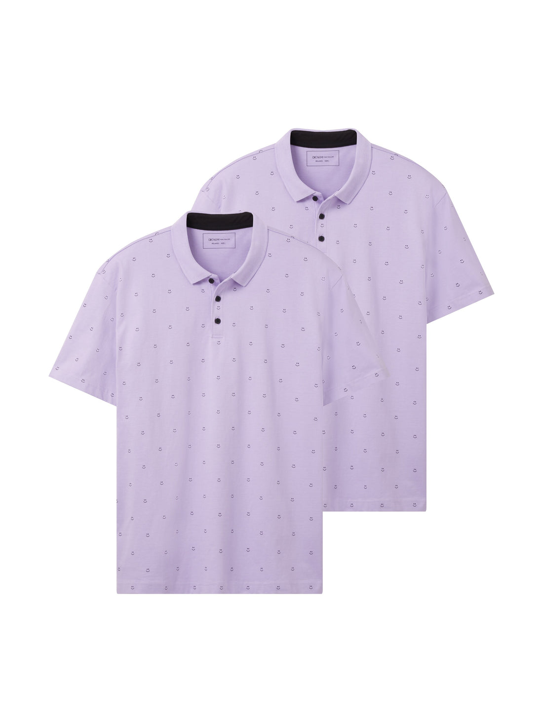 Lilac Purple Short Sleeve Printed Polo Shirt - BEVAVA