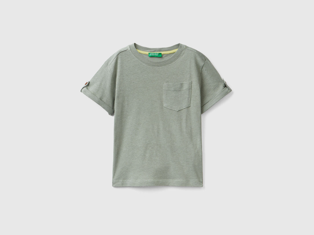 Linen Blend T-Shirt With Pocket - 01