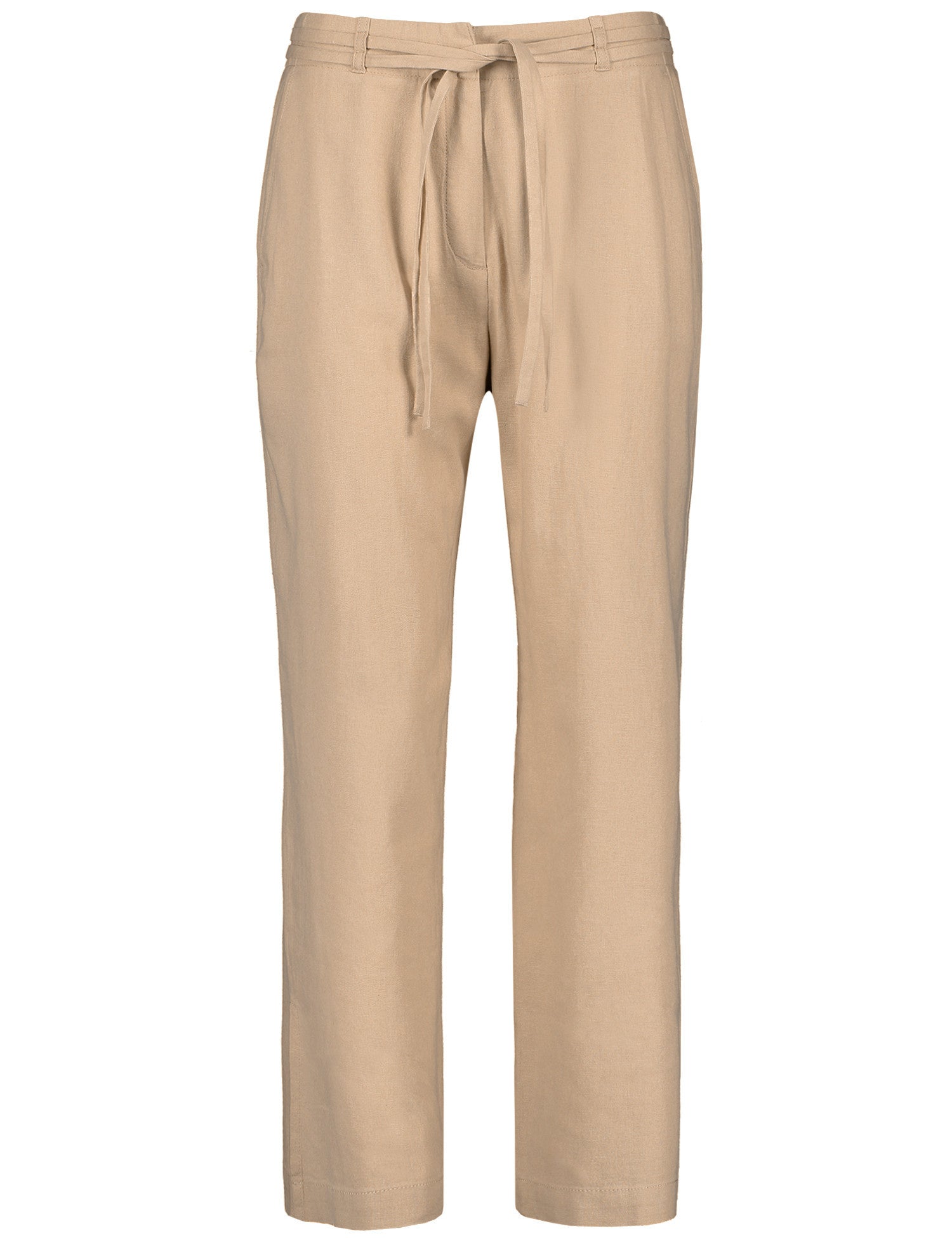 Linen Blend Trousers With A 3/4-Length, Wide Leg