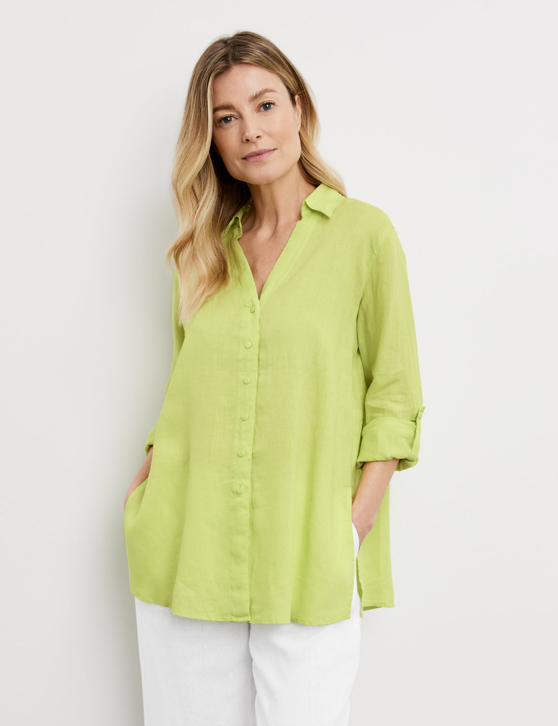 Long Blouse Made Of Linen With Side Slits