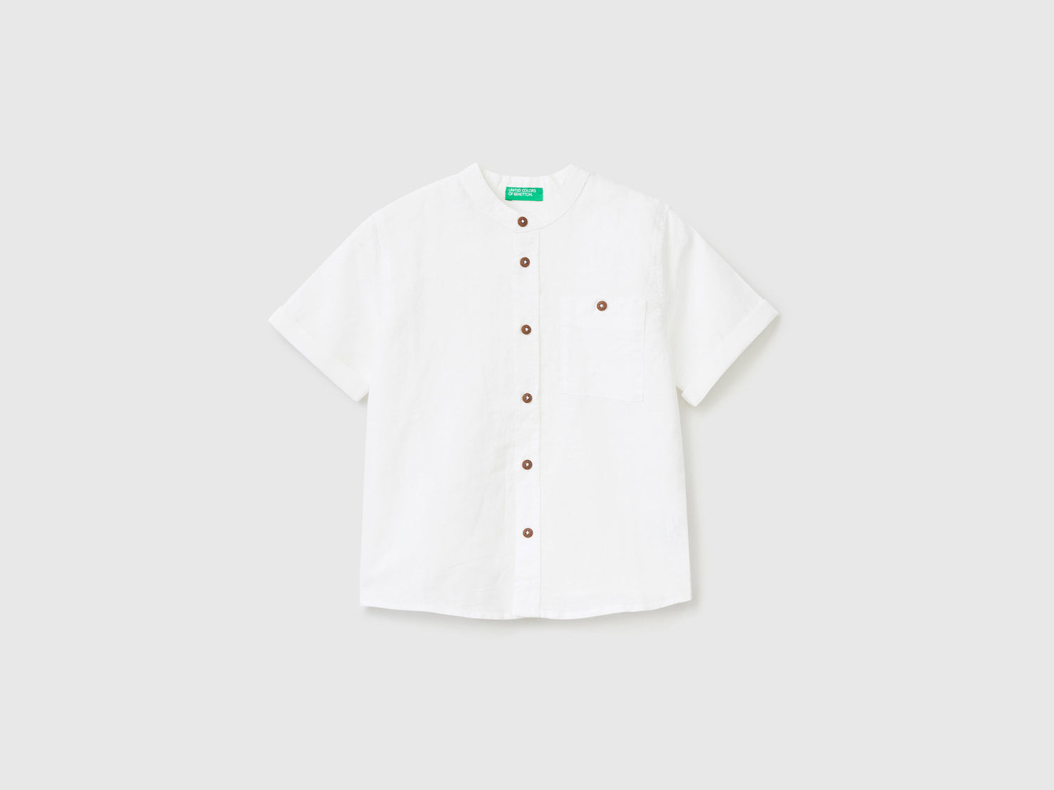 Mandarin Collar Shirt In Linen Blend