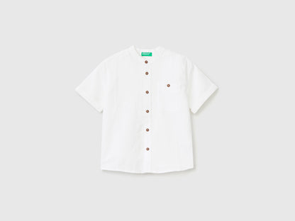 Mandarin Collar Shirt In Linen Blend