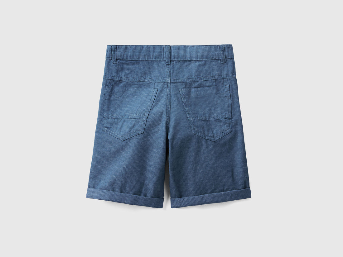 Micro-Patterned Shorts In Linen Blend - 02
