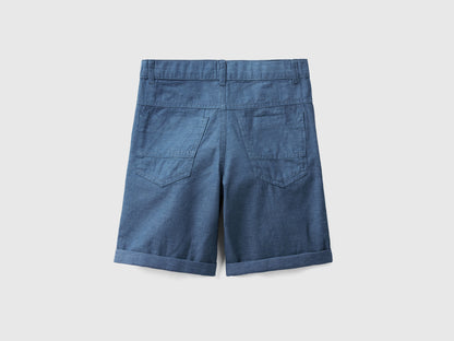 Micro-Patterned Shorts In Linen Blend - 02