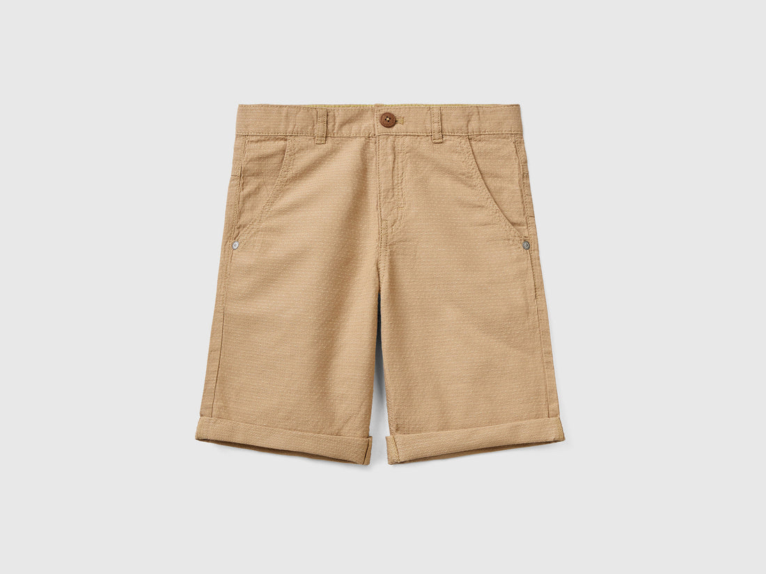 Micro-Patterned Shorts In Linen Blend - 01