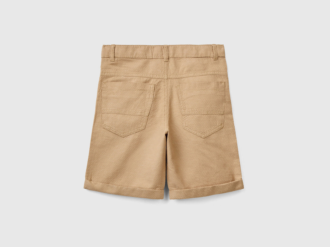 Micro-Patterned Shorts In Linen Blend - 02