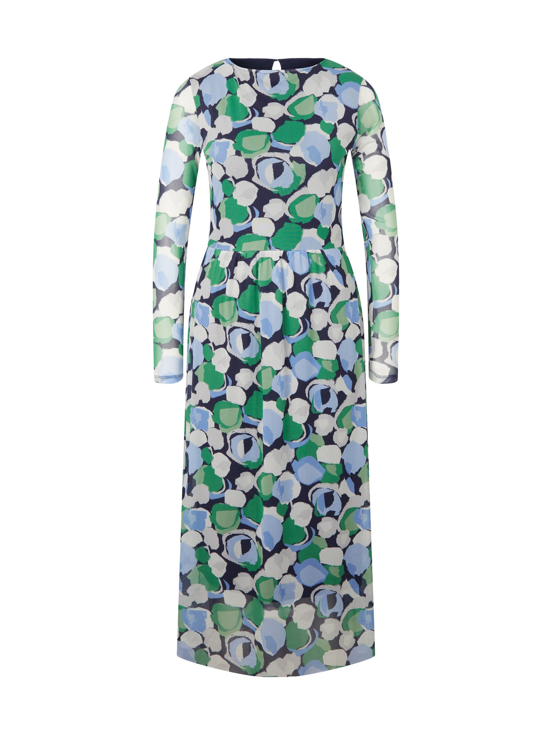 Multi-Color Long Sleeve Midi Dress With All-Over Print