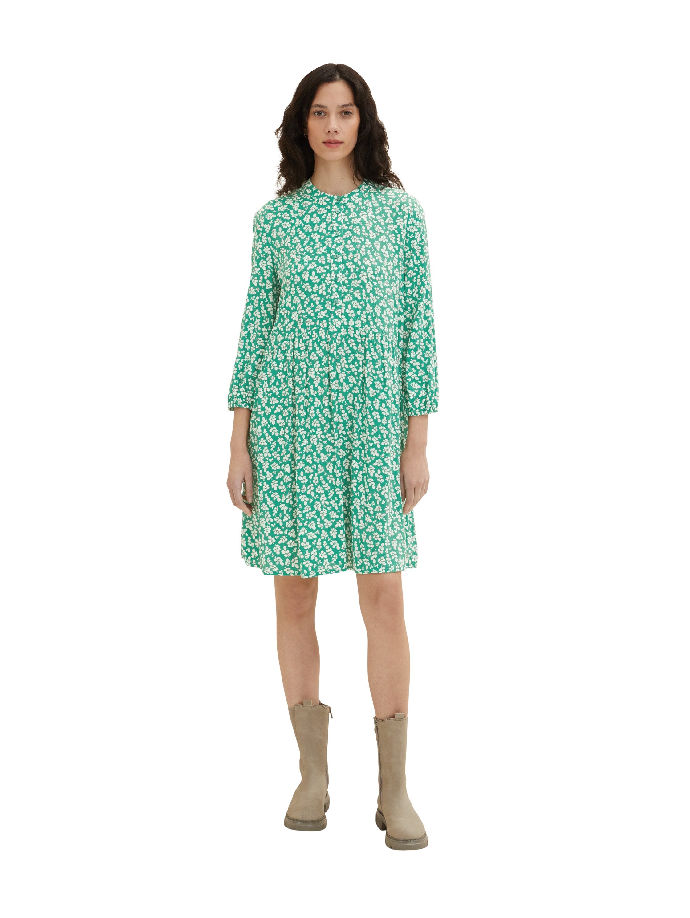 Multi-Color Long Sleeve Printed Shirt Dress