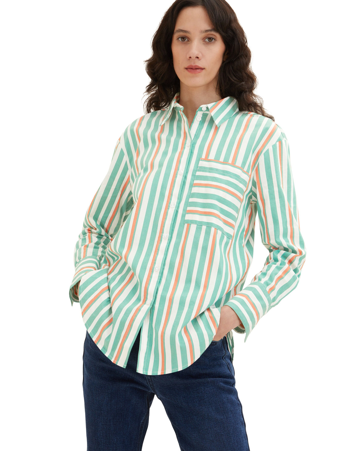 Multi-color Long Sleeve Stripe Pattern Shirt