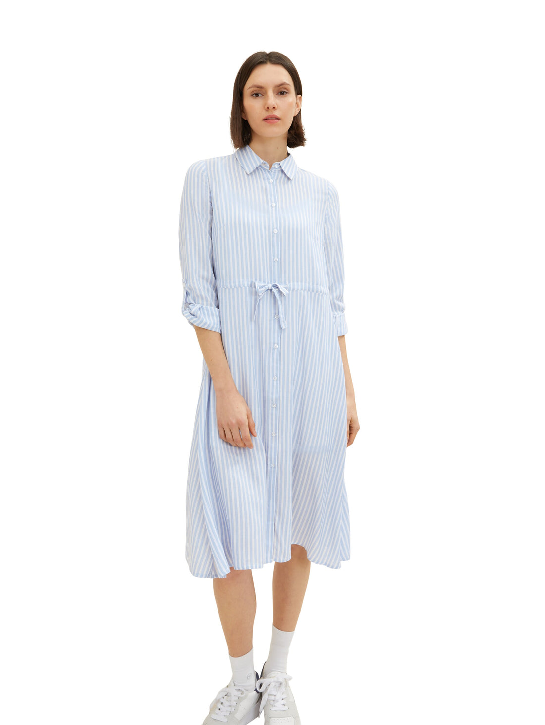 Multi-Color Long Sleeve Striped Shirt Dress