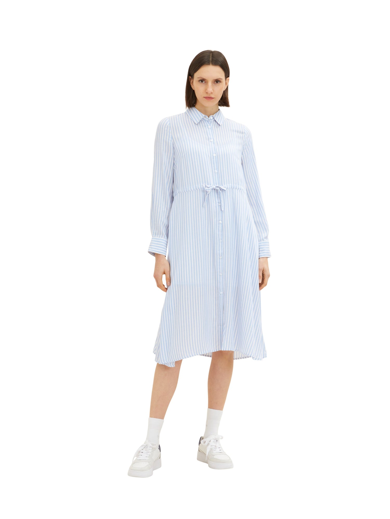 Multi-Color Long Sleeve Striped Shirt Dress