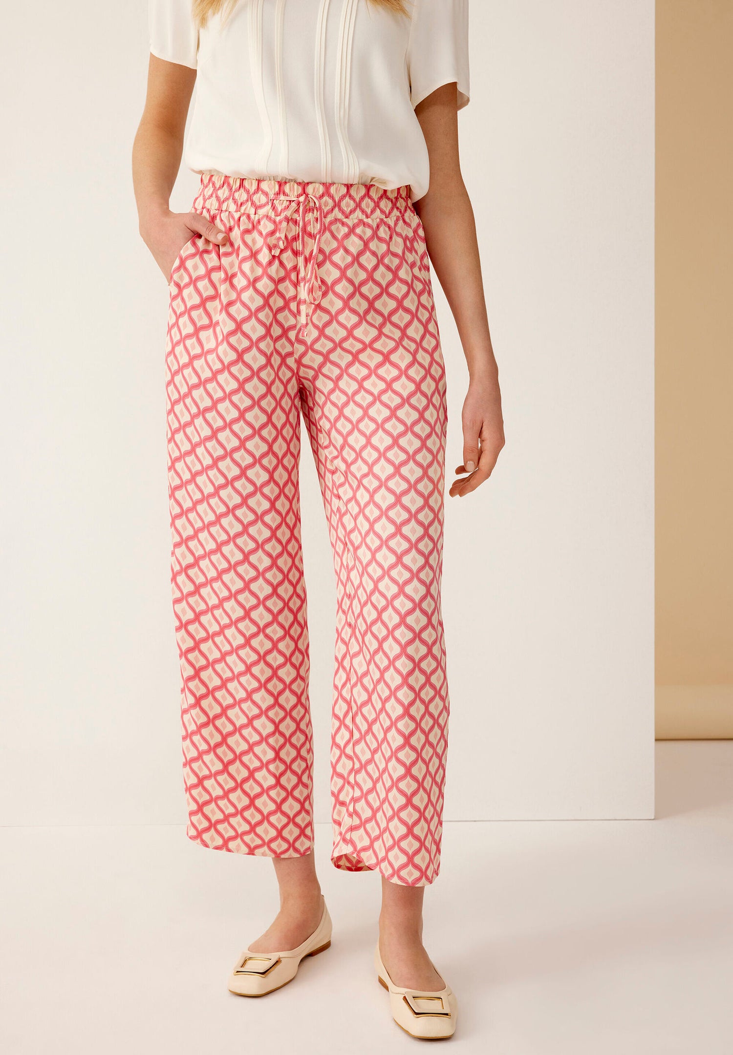 Multi-Color Trousers Graphic Waves Print