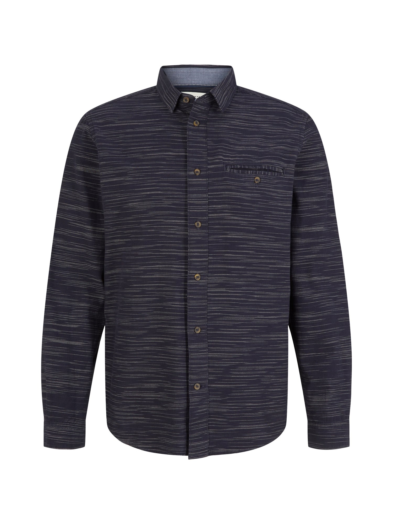 Navy Blue All-Over Print Long Sleeve Shirt