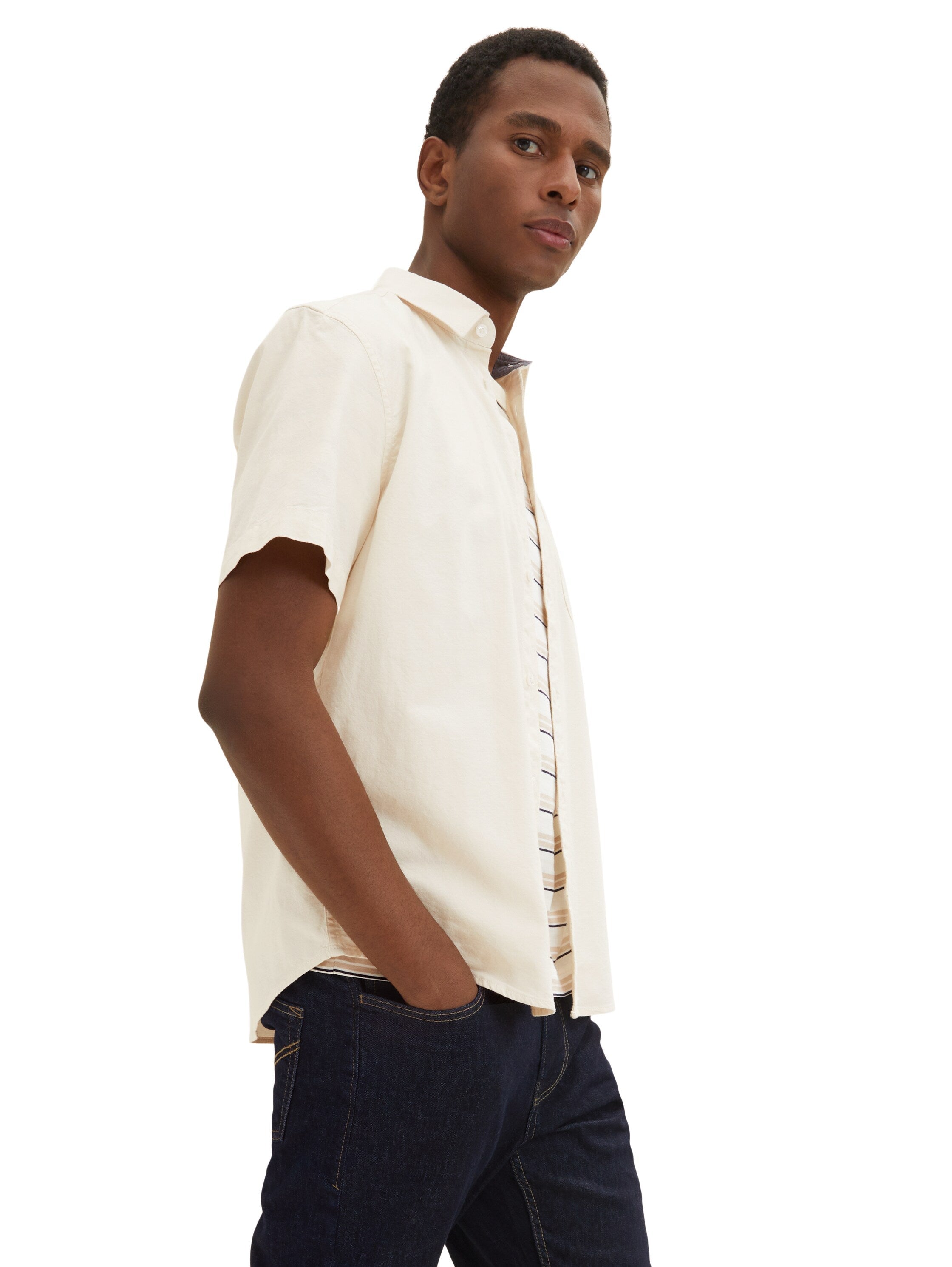 Off-White Short Sleeve Shirt Tom Tailor