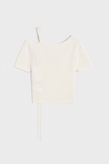 Off White T-Shirt Short Sleeve With Side Rouching