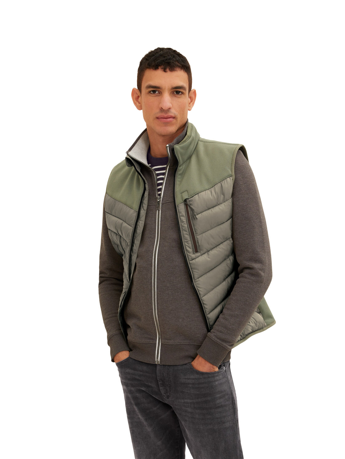 Olive Green Quilted Puffer Vest