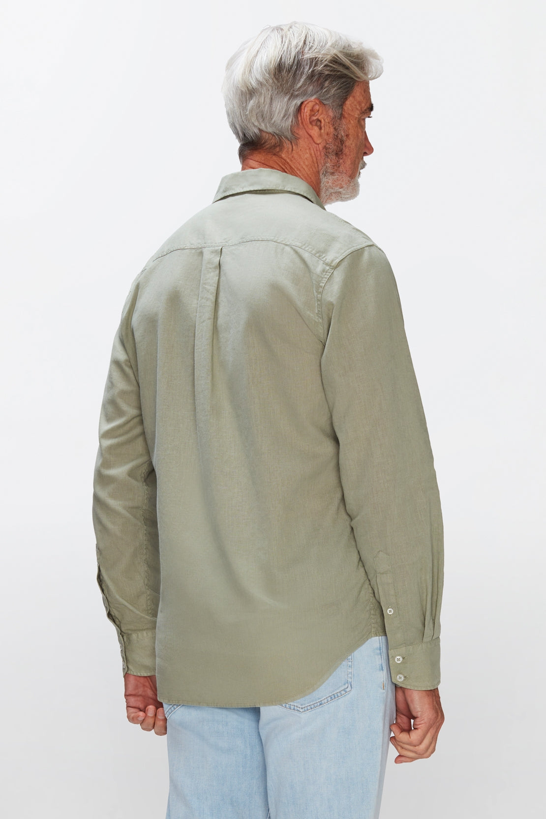 One Pocket Shirt Cotton Linen Pewter Green
