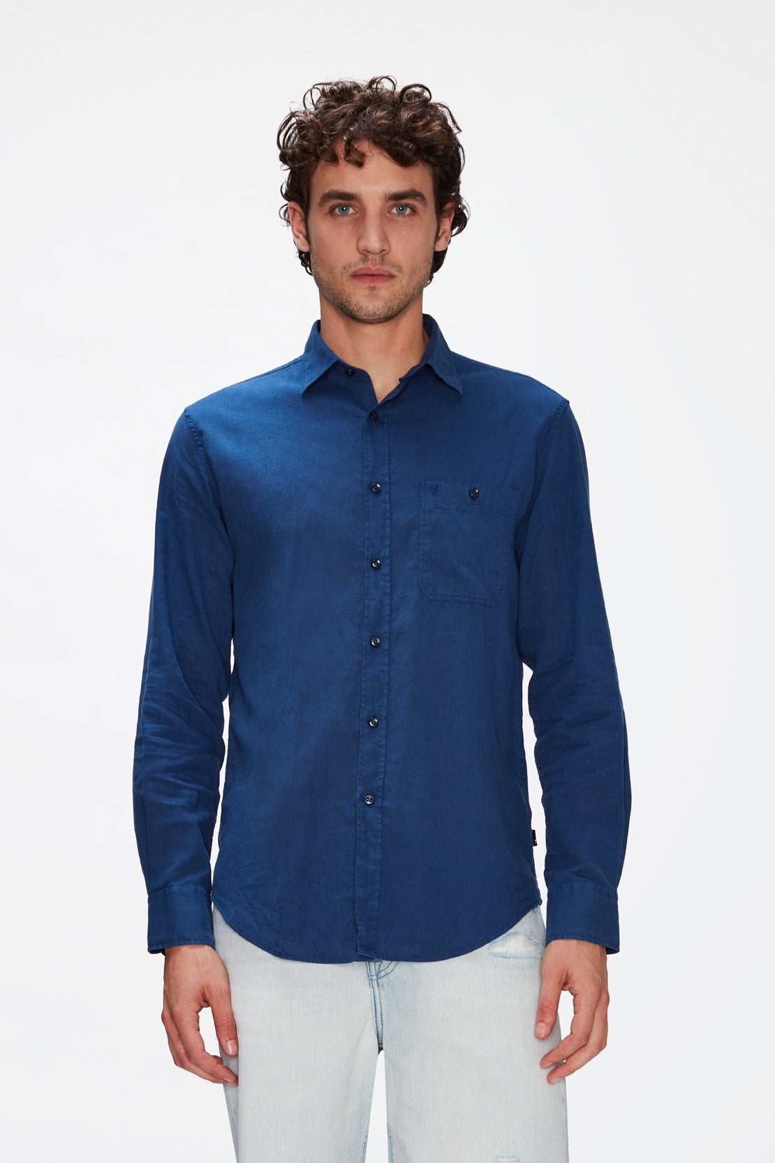 One Pocket Shirt Cotton Linen Sea Bed