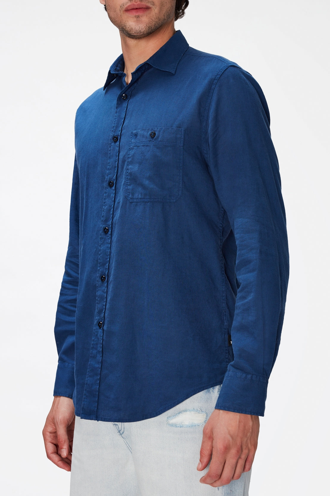 One Pocket Shirt Cotton Linen Sea Bed