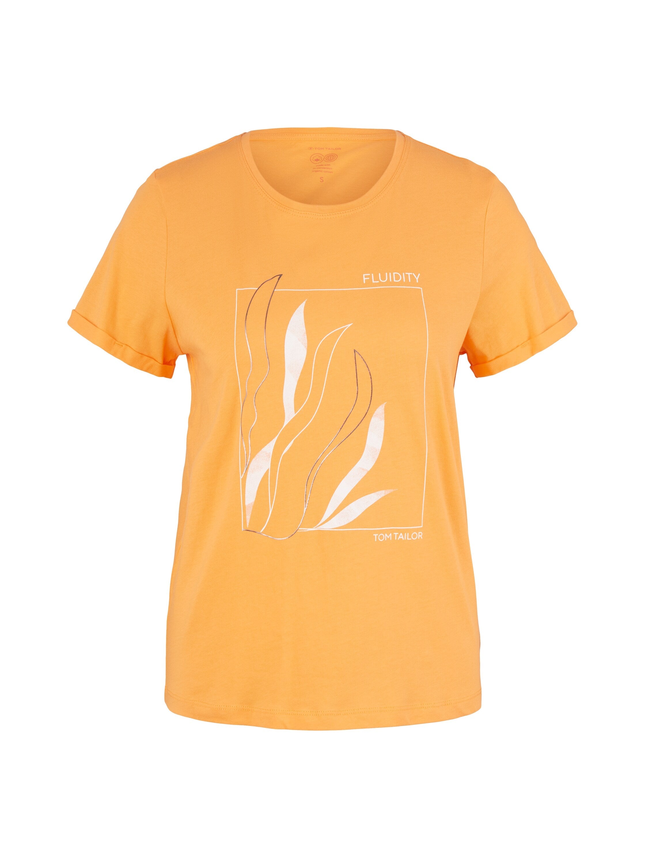Orange Graphic Short Sleeve Crew Neck T-Shirt Tom Tailor