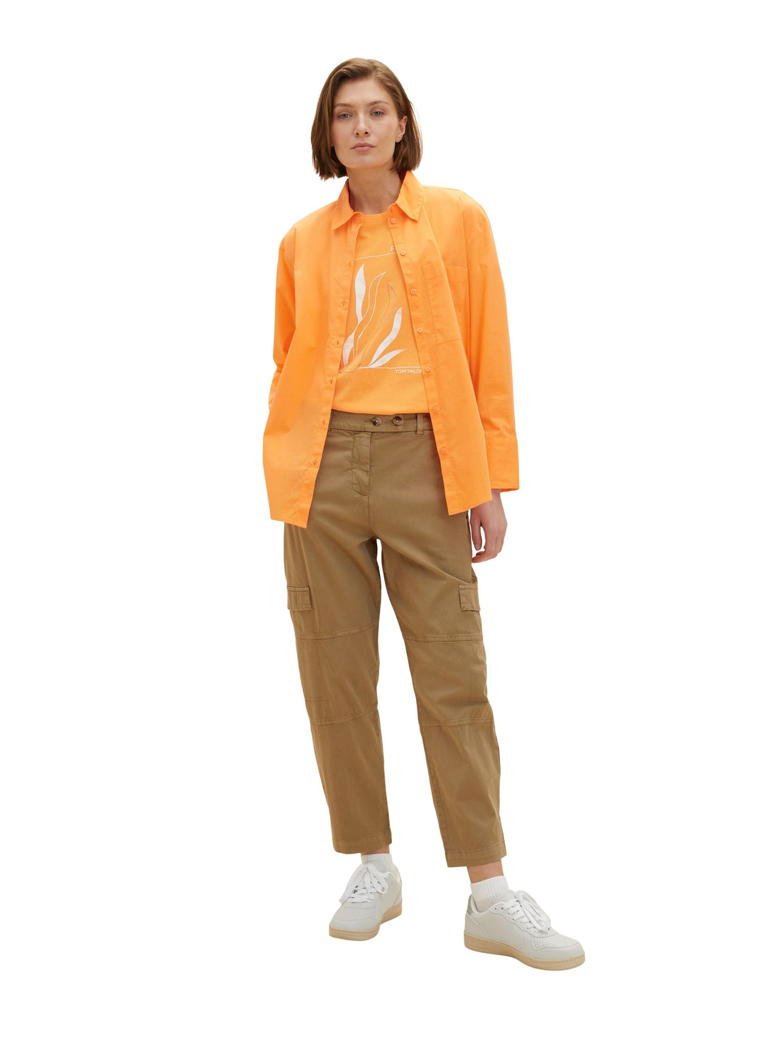 Orange Graphic Short Sleeve Crew Neck T-Shirt Tom Tailor