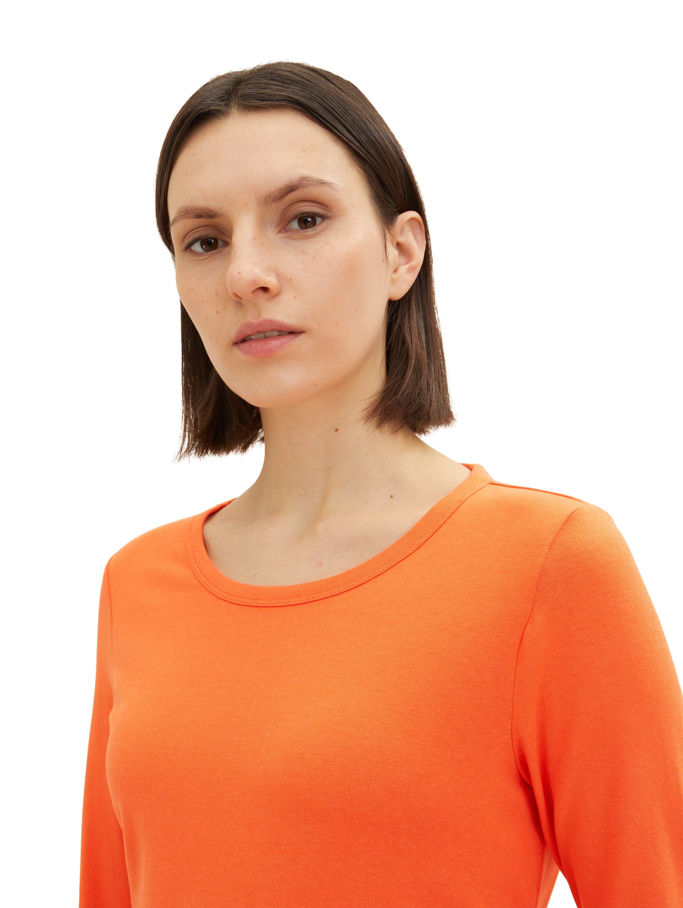 Orange Long Sleeve Round Neck T-Shirt - BEVAVA