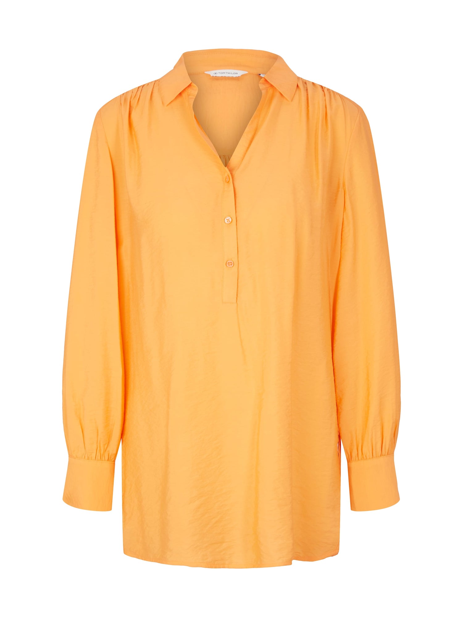 Orange Long Sleeve Tunic Style Blouse