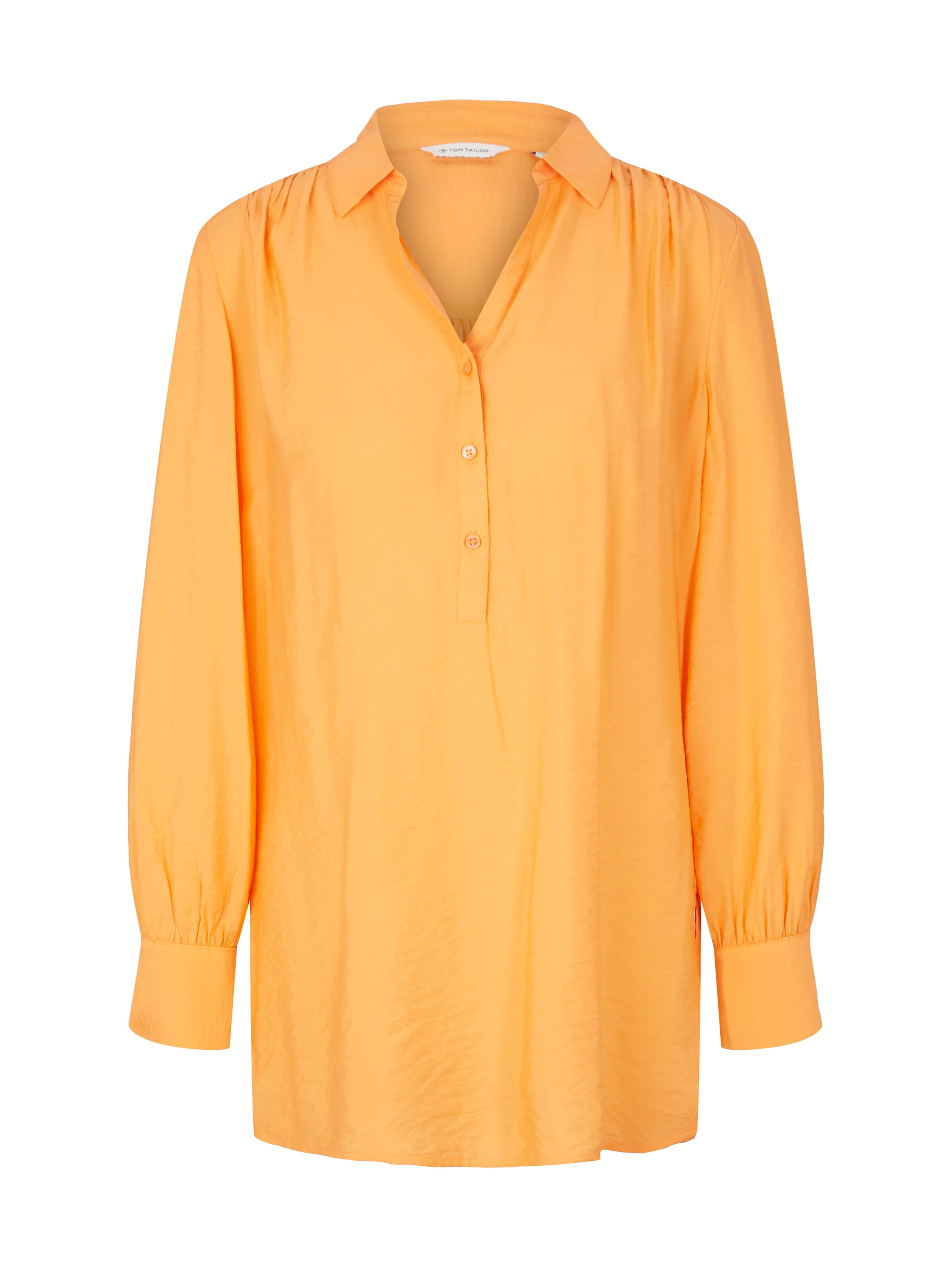Orange Long Sleeve Tunic Style Blouse