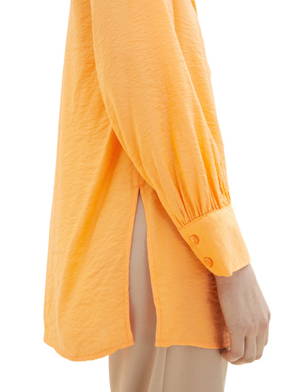Orange Long Sleeve Tunic Style Blouse