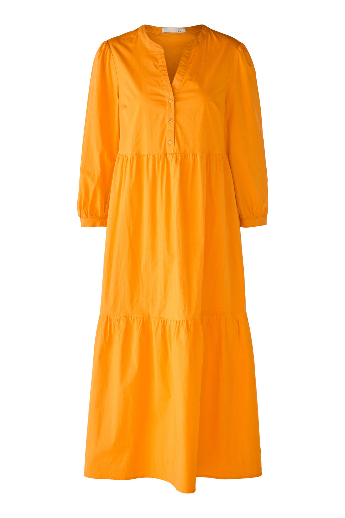 Orange Midi Dress In Cotton Blend