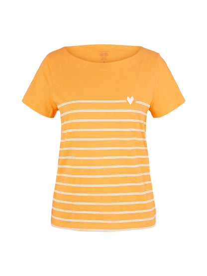 Orange Short Sleeve Striped T-Shirt Tom Tailor