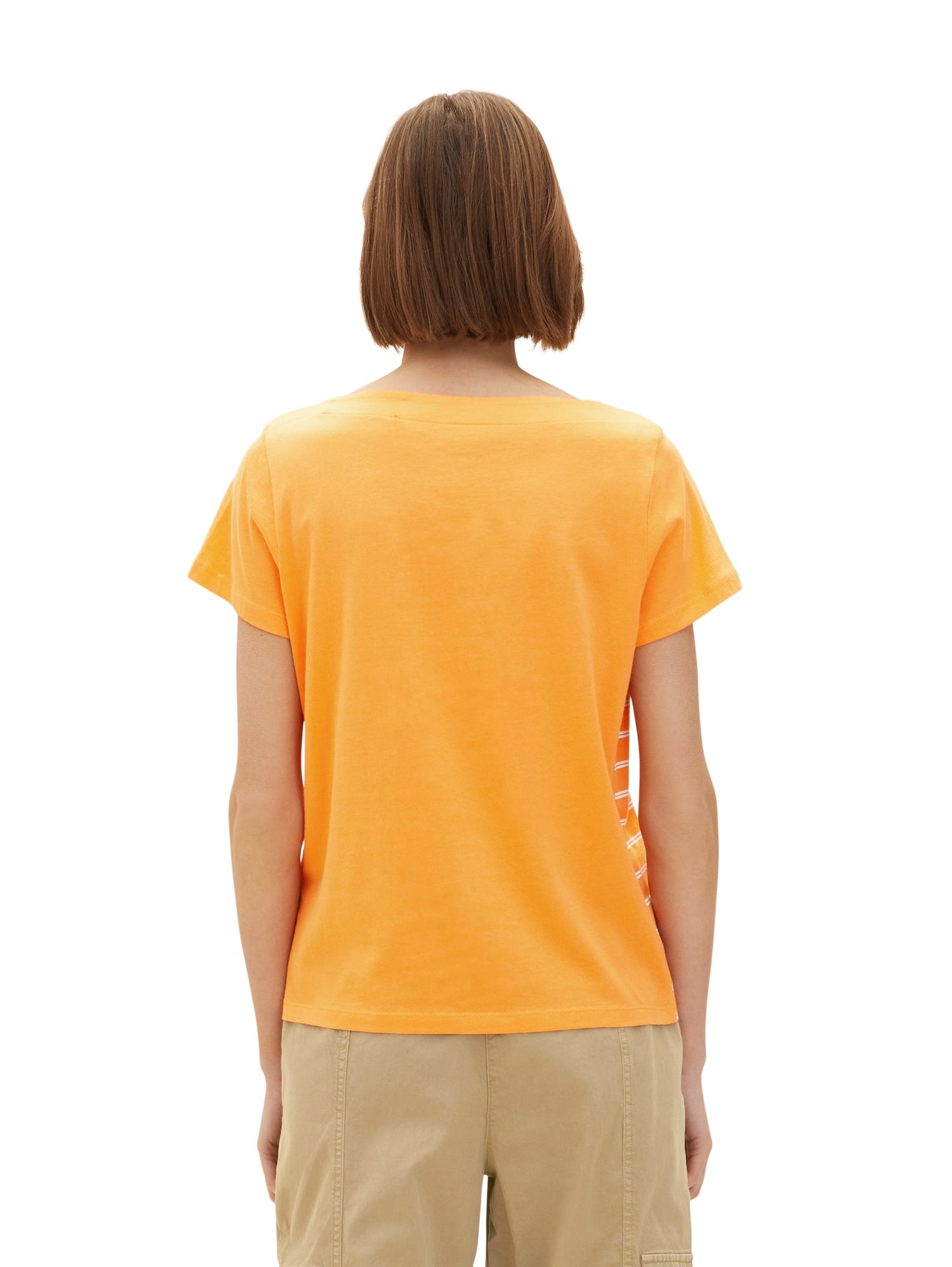 Orange Short Sleeve Striped T-Shirt Tom Tailor
