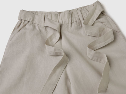 Palazzo Trousers In Linen Blend
