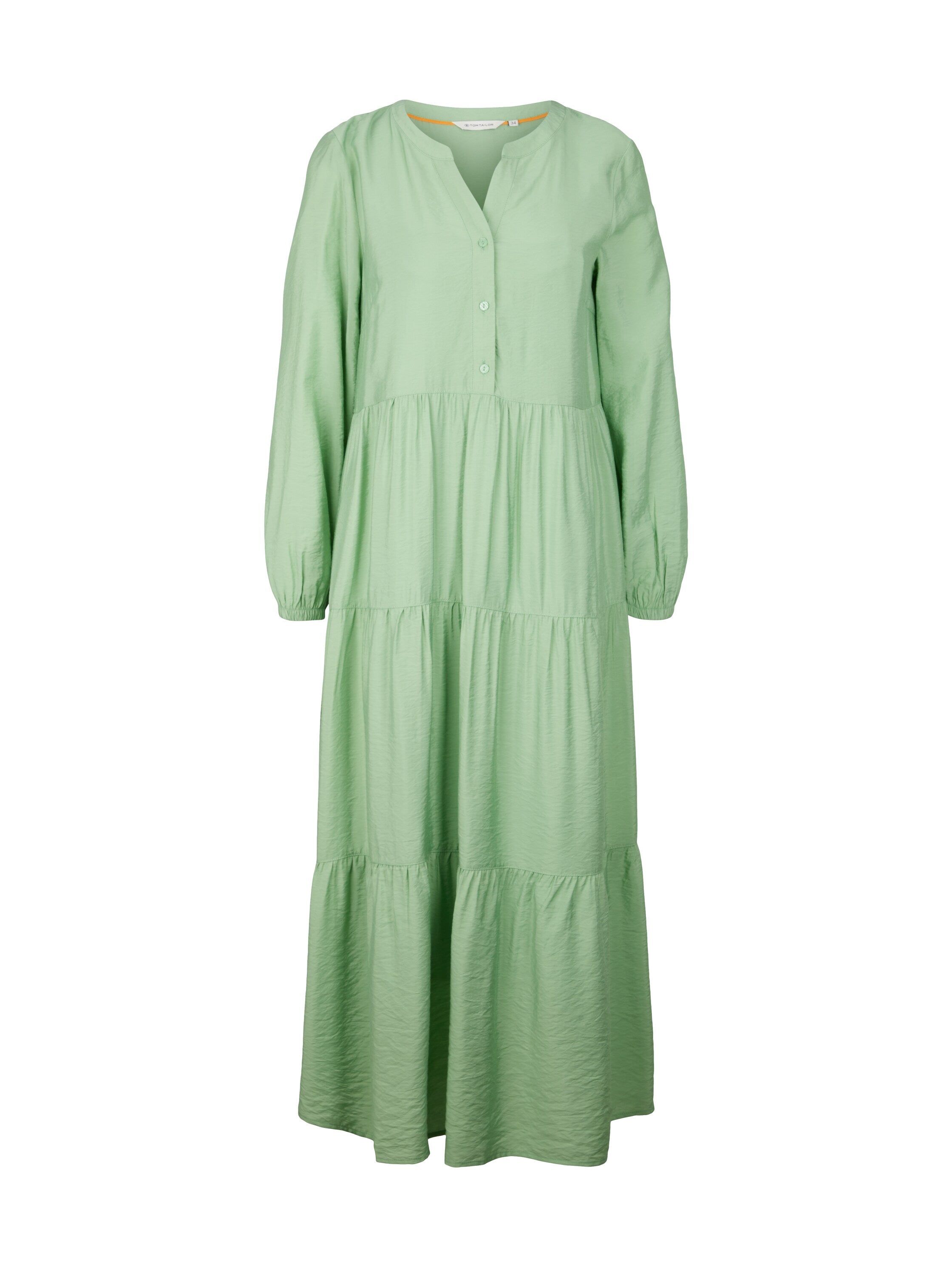 Pale Green Long Sleeve Tunic Style Maxi Dress Tom Tailor