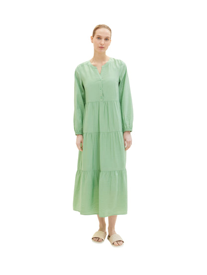 Pale Green Long Sleeve Tunic Style Maxi Dress Tom Tailor