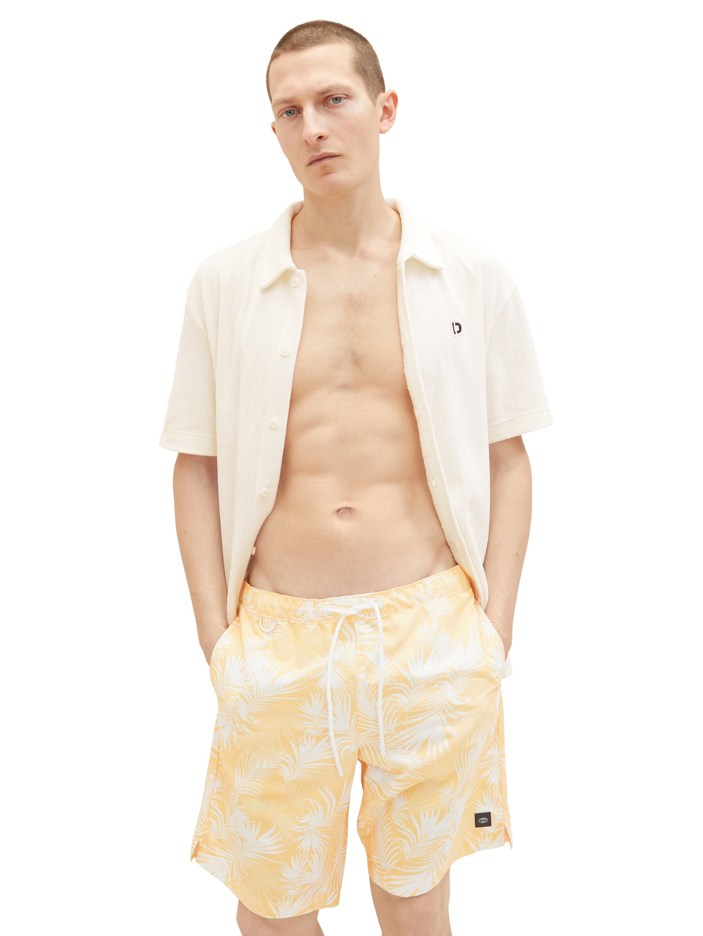 Pale Orange All-Over Print Swimming Trunks - BEVAVA